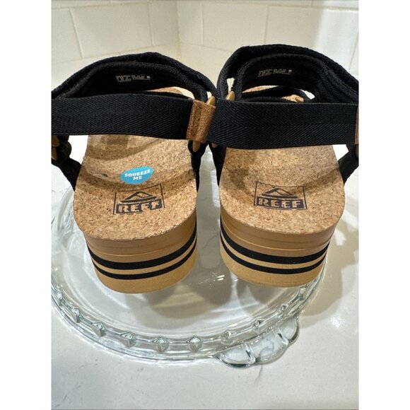 Reef Rem Hi Womens Platform Sandals Sz 8 Black Adjustable Straps Cork - MINT - Picture 7 of 14